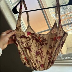 Urban Outfitters Beige Floral Tank Top